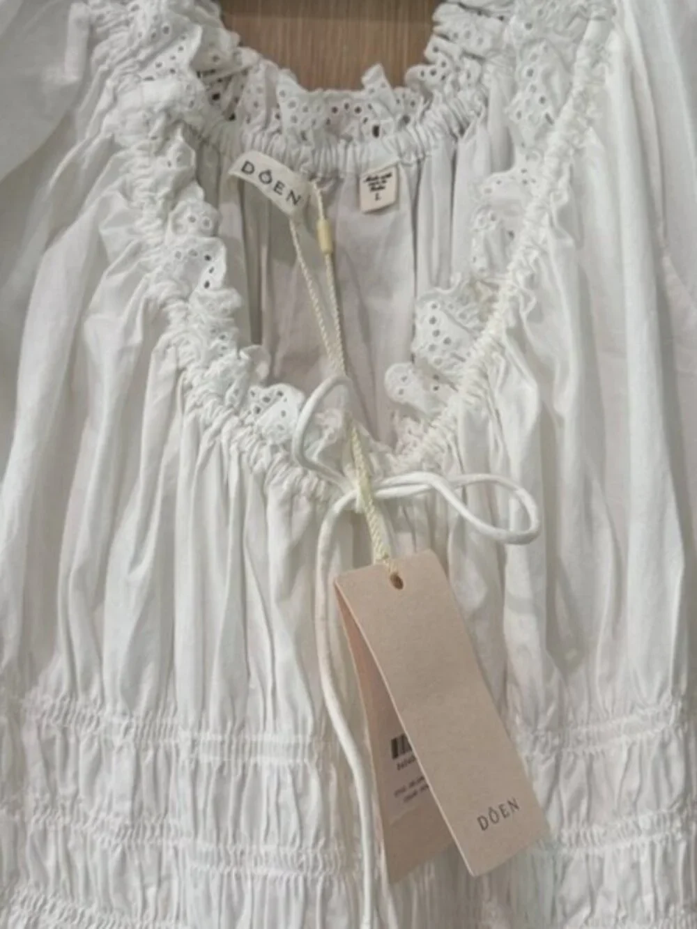 Doen Bardot Dress. White. Size L. New with Tags. - Picture 4 of 5